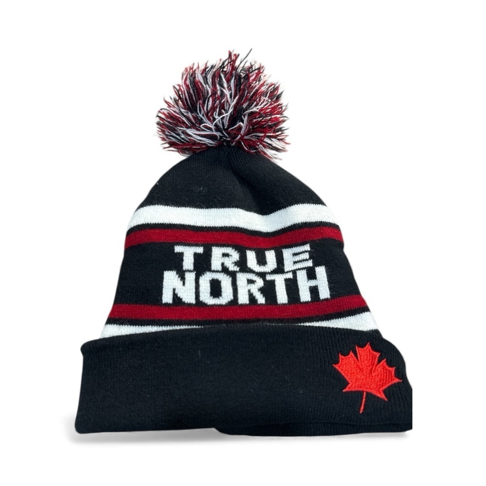 True North Women's Pom-Pom Beanie - Black and Red